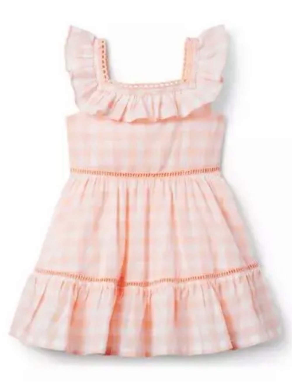 Janie and Jack Peach Gingham Ruffle Sundress